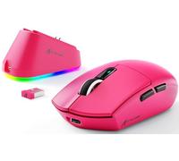 ATTACK SHARK G3PRO Wireless Gaming Mouse with Magnetic Charging Dock, PixArt PAW3311 Sensor, Up to 25000 DPI, BT/2.4Ghz/Wired, 100M Clicks, 500mAh, 59g SUPERLIGHT Mice for Win11/Xbox/PS/Mac -BerryRed