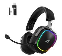 ATTACK SHARK G800 Wireless Gaming Headset, 1000 mAh, Detachable Mics, Aluminum alloy frame, 3D Surround Sound, 20ms low latency, 50mm Drivers,3 Modes (2.4G/Bluetooth/Wired) for PC/PS/Phone(Black)