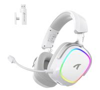 ATTACK SHARK G800 Wireless Gaming Headset, 1000 mAh, Detachable Mics, Aluminum alloy frame, 3D Surround Sound, 20ms low latency, 50mm Drivers,3 Modes (2.4G/Bluetooth/Wired) for PC/PS/Phone (White)