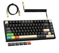 ATTACK SHARK K85 Rapid Trigger Gaming Keyboard with Coiled Cable, 82 Keys Wired Mechanical Keyboard, Magnetic Switch Actuation Point Adjustable, Gasket, PBT Keycaps, Knob, for DKS/MT/TGL/PC/Mac(Black)