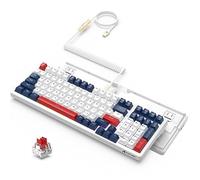ATTACK SHARK K98 Wired Hot-Swap Gaming Keyboard with Metal Coiled USB C Cable,18 LED RGB Illumination,Customized Red Switch Mechanical Feeling,Programmable Driver,100 keys for Mac/Win（Blue）