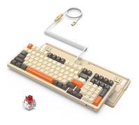 ATTACK SHARK K98 Wired Hot-Swap Mechanical Gaming Keyboard with Detachable Metal Coiled USB C Cable,18 LED RGB Illumination,Customized Red Switch,Programmable Driver,100 keys for Mac/Win（shimmer）