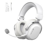 ATTACK SHARK L30PRO Wireless Gaming Headset, 7.1 Surround Sound, EQ Modes, 50mm Drivers, Tri-Mode Connectivity, 1100mAh Battery, Over-Ear Headset with Detachable Noise-Cancelling Mic for PC -White