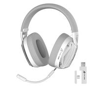 ATTACK SHARK L60 Wireless Gaming Headset, 2.4G/BT/3.5mm Wired Ultra-light Headphone with 40mm Drivers, Over Ear, Noise Cancelling Detachable Mics, 3D Surround Sound for PC/Mac/PS, White