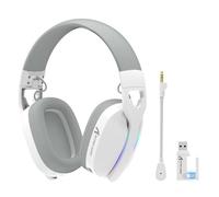 ATTACK SHARK L90 Ultralight Wireless Gaming Headset, Bluetooth 2.4G | 3.5mm Wired RGB Foldable Over Ear Headphones with 7.2 Surround Sound, Detachable Noise Cancelling Mic for PC Gaming, White