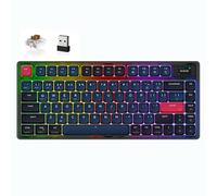 ATTACK SHARK Low Profile Mechanical Keyboard, AK832 PRO Ultra-Thin RGB Wireless 75% Gaming Keyboard with LED Screen, BT5.1/2.4G/Wired Tri-Mode, 81 Keys Brown Switch Coiled USB C Cable for Mac/Win