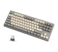 ATTACK SHARK M87 80% Wireless Gaming Keyboard, 87 Keys TKL LED Mechanical Feeling SA PBT Keyboard Bluetooth 5.0/2.4Ghz Dual Mode with 4000mAH Battery for Mac/Win, Silent Office US Layout - Creamy Grey