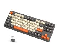 ATTACK SHARK M87 80% Wireless Gaming Keyboard, 87 Keys TKL LED Rechargeable Mechanical Feeling SA PBT Keyboard for Mac/Win, Bluetooth 5.0/2.4Ghz Dual Mode for Silent Office/Gaming - Grey/Orange