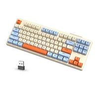 ATTACK SHARK M87 80% Wireless Gaming Keyboard, 87 Keys TKL LED Rechargeable Mechanical Feeling SA PBT Keyboard for Mac/Win, Bluetooth 5.0/2.4Ghz Dual Mode for Silent Office/Gaming - Creamy Blue