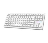 ATTACK SHARK M87PRO TKL Wireless Mechanical Gaming Keyboard, Bluetooth/2.4G/USB-C Wired Hot Swap RGB Keyboard 80% US Layout, Linear White Switches PBT Keycaps for PC Mac - White Contour