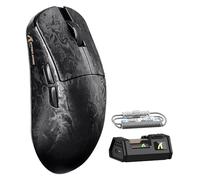 ATTACK SHARK R11 Ultra 8K Carbon Fiber Wireless Gaming Mouse with 42000 DPI-PAW3950 MAX Sensor-49g Lightweight,Nordic 52840 MCU Chip,Wired/BT/2.4Ghz Programmable,RGB Coiled Cable for PC Mac(Black Ink)