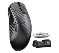 ATTACK SHARK R11 Ultra 8K Carbon Fiber Wireless Gaming Mouse with 42000 DPI-PAW3950 MAX Sensor-49g Lightweight,Nordic 52840 MCU Chip,Wired/BT/2.4Ghz Programmable,RGB Coiled Cable for PC(Black Wave)