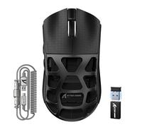 ATTACK SHARK R3PRO 46g SUPERLIGHT Magnesium Alloy Mouse, 8000Hz Wireless Polling Rate, 26000DPI, 2.4G/BT/Wired Gaming Mouse, PixArt PAW3395 Sensor, Programmable Mice with Coiled Cable, PC/Mac, Black