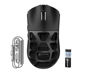 ATTACK SHARK R3PRO 46g SUPERLIGHT Magnesium Alloy Mouse, 8000Hz Wireless Polling Rate, 26000DPI, 2.4G/BT/Wired Gaming Mouse, PixArt PAW3395 Sensor, Programmable Mice with Coiled Cable, PC/Mac, Black
