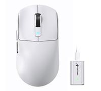 ATTACK SHARK R6 39g Wireless Gaming Mouse,PixArt PAW3950MAX Sensor,White A | SUPERLIGHT,8000Hz Polling rate, Nordic 52840 MCU, BT/2.4G Wireless/Wired, Adjustable DPI up to 42000,100M Clicks, Xbox/PC/Mac