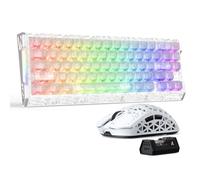 ATTACK SHARK R68HE 8KHz Forged Carbon Fiber&CNC Aluminum Rapid Trigger Magnetic Wired Gaming Keyboard+R5Ultra 39g Tri-Mode Wireless Lightweight Mouse Combo,PAW3950MAX 8K Sensor,42K DPI,RGB-White