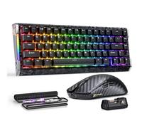 ATTACK SHARK R68HE&R5Ultra Carbon Fiber Gaming Keyboard and Mouse Combo,8000Hz Rapid Trigger Wired Keyboard,0.005mm RT Accuracy, Immersive RGB+49g 8K Wireless Mouse PAW3950MAX,42K DPI,RGB Coiled Cable