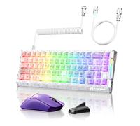 ATTACK SHARK R68HE + X11 Ultra Gaming Keyboard & Mice,8K Polling Rate Carbon Fiber,60% Wired Rapid Trigger Hall Effect,42K DPI PAW3950 Wireless Gaming Mouse,59g Lightweight with RGB Coiled Cable-Ice
