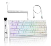 ATTACK SHARK R82HE 75% Rapid Trigger Mechanical Gaming Keyboard Wired,Hall Effect Magnetic Switch,Adjustable Actuation Esports,8KHz Polling Rate,0.08ms Latency with C01 Ultra Lighting Cable (White)