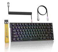 ATTACK SHARK R82HE 75% Rapid Trigger Mechanical Gaming Keyboard Wired,Hall Effect Magnetic Switch,Adjustable Actuation Esports,8KHz Polling Rate,0.08ms Latency with C01 Ultra Lighting Cable (Black)