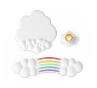 Attack Shark Rainbow Cloud Wrist Rest Combo, Mouse Wrist Support for Ergonomic Pain Relief,Cute Desk Accessory for Home Office,Non Slip, Palm Rest Set for Typing/Gaming/Computer/Laptop- Rainbow White