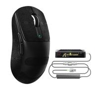 ATTACK SHARK V5 8000Hz Wireless Gaming Mouse,53G SUPERLIGHT,PixArt PAW3950MAX Sensor,Nordic 52840 MCU,BT/2.4G/Wired Mice with Coiled Cable,42KDPI,Ice-feel Coating,Ideal for Large Hands (Black+Tape)