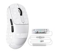 ATTACK SHARK V5 8000Hz Wireless Gaming Mouse,53G SUPERLIGHT,PixArt PAW3950MAX Sensor,Nordic 52840 MCU,BT/2.4G/Wired Mice with Coiled Cable,42KDPI,Ice-feel Coating,Ideal for Large Hands (White+Tape)