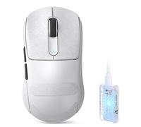 ATTACK SHARK V5 Wireless Gaming Mouse, 53g, Optical Microswitch, Nordic52840 MCU, PAW3950MAX, 8000Hz LED Receiver, 20000 FPS, 42000DPI, BT/2.4Ghz/Wired, Med-Lg Hands, 500mAh (White+Tape)