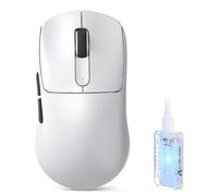 ATTACK SHARK V5 Wireless Gaming Mouse, 53g, Optical Microswitch, Nordic52840 MCU, PAW3950MAX, 8KHz LED Receiver, 20000 FPS, 42KDPI, BT/2.4Ghz/Wired, Med-Lg Hands, 500mAh (White)