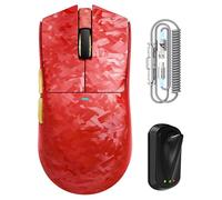 ATTACK SHARK X11 ULTRA Wireless Gaming Mouse With C06 Ultra LED Cable, Composite Carbon Fiber, 54L15 MCU, PAW3950MAX, Super Light 59g, 8000Hz, BT/2.4G Wireless/Wired, 42000 DPI (Red)