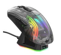 ATTACK SHARK X2 Pro Wireless Gaming Mouse with RGB Charging Dock, Tri-Mode PC Gaming Mice 2.4G/Bluetooth/Wired, Noiseless Mouse RGB Backlit, Transparent Shell, PixArt 3212 4000 DPI, for Win/MAC, Black