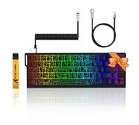 ATTACK SHARK X68 HE 60% Wired Gaming Keyboard Rapid Trigger,Actuation Point Adjustable, Magnetic Switch Up to 8K HZ,PBT Keycaps for Win/Mac,RGB Mechanical Keyboard with Coiled Cable-Black Contour