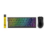 ATTACK SHARK X68 HE Wired Rapid Trigger Mechanical Gaming Keyboard and R1 Mouse with Adjustable Actuation,Coiled Cable,USB C/2.4Ghz Wireless/BT Ultralight 18K DPI Mice for Esport Gamer(Black Contour)
