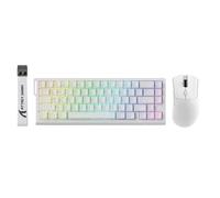 ATTACK SHARK X68 HE Wired Rapid Trigger Mechanical Gaming Keyboard and R1 Mouse with Adjustable Actuation,Coiled Cable,USB C/2.4Ghz Wireless/BT Ultralight 18K DPI Mice for Esport Gamer(White Contour)