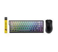 ATTACK SHARK X68 HE Wired Rapid Trigger Mechanical Gaming Keyboard and R1 Mouse with Adjustable Actuation,Coiled Cable,USB C/2.4Ghz Wireless/BT Ultralight 18K DPI Mice for Esport PC Gamer(Moonlight)