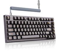 ATTACK SHARK X75 TKL 75% Mechanical Gaming Keyboard with Coiled Cable,Hot Swappable Tactile Tenkeyless,Programmable RGB LED,Double ISSP Sound Absorbing Silicone Pad,for Mac Windows(Black,Outemu)
