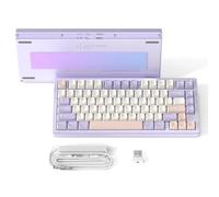 ATTACK SHARK X75 VIA with Full Aluminum Wireless Mechanical Gaming Keyboard,Bluetooth/2.4Ghz/USB-C Wired,Hot-Swap Pre-lubed Linear Switch RGB,75% QWERTY Layout with Five-Layer Padding -Purple