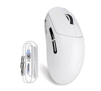 ATTACK SHARK X8 PLUS Wireless Gaming Mouse With C06 Ultra LED Cable, 55g SUPERLIGHT, Large Hand Size, PixArt PAW3395PRO Gaming Sensor, BT/2.4G Wireless/Wired, 40000 DPI, 500mAh Battery (White)