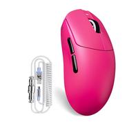 ATTACK SHARK X8 PLUS Wireless Gaming Mouse With C06 Ultra LED Cable, 55g SUPERLIGHT, Large Hand Size, PixArt PAW3395PRO Gaming Sensor, BT/2.4G Wireless/Wired, 40000 DPI, 500mAh Battery(Berry Red)