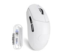 ATTACK SHARK X8 PLUS Wireless Gaming Mouse With C06 Ultra LED Cable, 55g SUPERLIGHT, Large Hand Size, PixArt PAW3395PRO Gaming Sensor, BT/2.4G Wireless/Wired, 40000 DPI, 500mAh Battery (WhiteB)