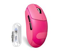 ATTACK SHARK X8 PLUS Wireless Gaming Mouse With C06 Ultra LED Cable, 55g SUPERLIGHT, Large Hand Size, PixArt PAW3395PRO Gaming Sensor, BT/2.4G Wireless/Wired, 40000 DPI, 500mAh Battery(Berry Red&Tape)