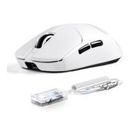 ATTACK SHARK X8 ULTIMATE Wireless Gaming Mouse With C06 Ultra LED Cable,54L15 MCU, PAW3950MAX Sensor, Large Hand Size, 800mAh, BT/8000 2.4G Wireless/8000 Wired, 42000 DPI (White+Stickers, X8 ULTIMATE)