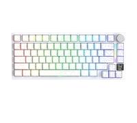 ATTACK SHARK X820 Ultra Wireless Mechanical Keyboard with TFT Smart Display & Knob, 75% Hot Swappable Gaming Keyboard, BT/2.4G/Wired, RGB South Facing LED, PBT Keycaps (White Contours - Gift Switch)