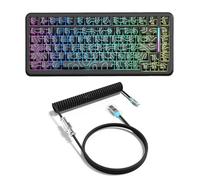 ATTACK SHARK X82PRO HE 75% Wireless Rapid Trigger Magnetic Keyboard, 8000 Wired Gaming Keyboard, Hall Effect Switches Adjustable Actuation, QWERTY, RGB Backlit, C01 RGB Coiled Cable -Black