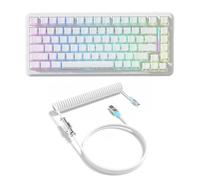 ATTACK SHARK X82PRO HE 75% Wireless Rapid Trigger Magnetic Keyboard, 8000 Wired Gaming Keyboard, Hall Effect Switches Adjustable Actuation, QWERTY, RGB Backlit, C01 RGB Coiled Cable -White
