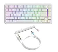 ATTACK SHARK X82PRO HE Magnetic Switch Gaming Keyboard,8KHz Adjustable Actuation,5000mAh Battery,Tri-Mode Wireless Keyboard with C01Ultra Aviation Cable,Cloud/Software Drive,for Win/Mac(White Line)