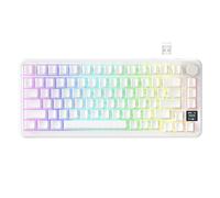 ATTACK SHARK X85PRO Wireless Mechanical Keyboard with TFT Display & Knob, 75% QMK Gasket-mounted Gaming Keyboard, 2.4G/BT/USB-C Wired,Hot Swappable Linear Switch, 4000mAh,NKRO, RGB (White Contours)