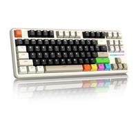 ATTACK SHARK X87 80% Wireless Mechanical Keyboard&Colored Keycaps,BT/2.4G/USB-C Hot-Swap Gasket Gaming Keyboard,5 Layer Padding,RGB Backlit,4000mAh,Pre-lubed Linear Switch,PBT Keycap for PC/MAC-White