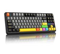 ATTACK SHARK X87 80% Wireless Mechanical Keyboard&Colored Keycaps,BT/2.4G/USB-C Hot-Swap Gasket Gaming Keyboard,5 Layer Padding,RGB Backlit,4000mAh,Pre-lubed Linear Switch,PBT Keycap for PC/MAC-Black