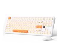 ATTACK SHARK X87 ULTRA Wireless Mechanical Gaming Keyboard with Dot-Matrix Screen, BT/2.4G/Wired, Dual 8000Hz Polling Rate, 75% Hot Swap, 10000mAh, RGB,Shark Fin Wireless Receiver,PC/Mac-Ice Orange